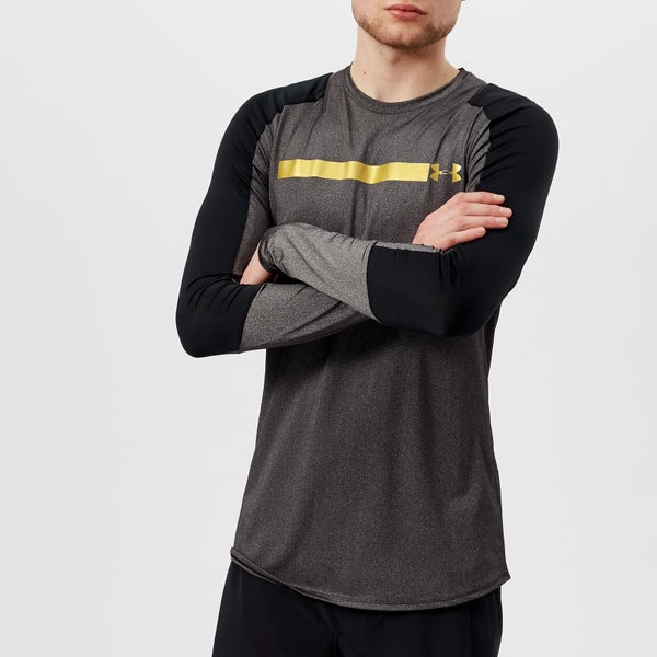 Under Armour Men's Perpetual Fitted Long Sleeve Top - Black/Metallic Gold