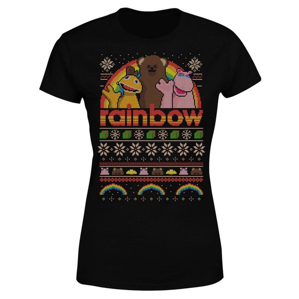 T-Shirt de Noël Femme Rainbow - Noir