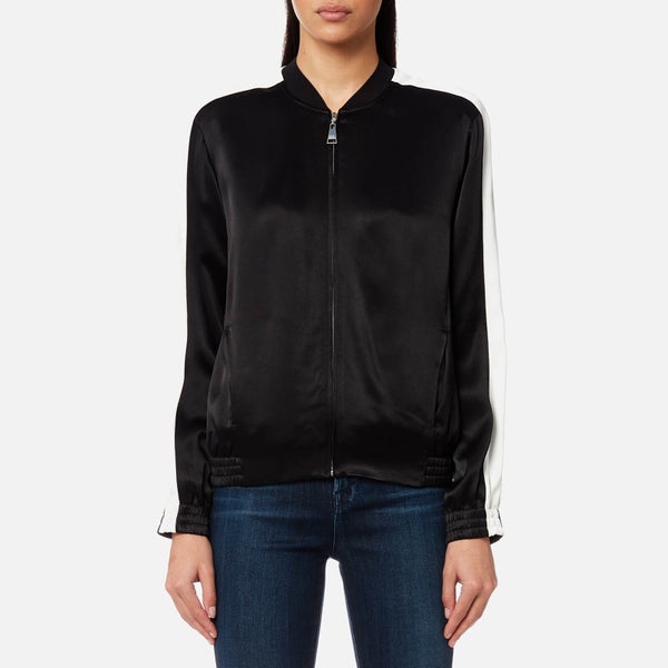 Karl Lagerfeld Women's Satin Bomber Jacket - Black