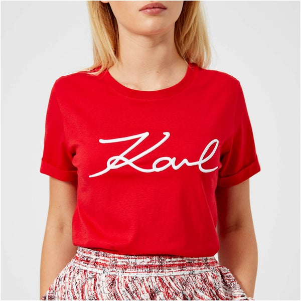 Karl Lagerfeld Women's Signature T-Shirt - Red