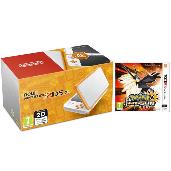 New Nintendo 2DS XL Orange & White with Pokémon Ultra Sun