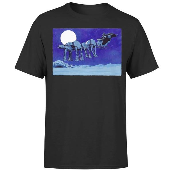 Star Wars Darth Vader met AT-AT Slee Kerst T-Shirt- Zwart