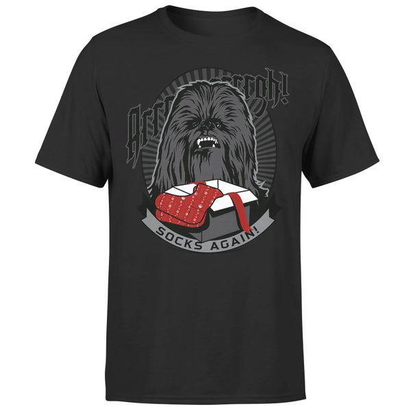 Star Wars Chewbacca Socks Again Kerst T-Shirt- Zwart