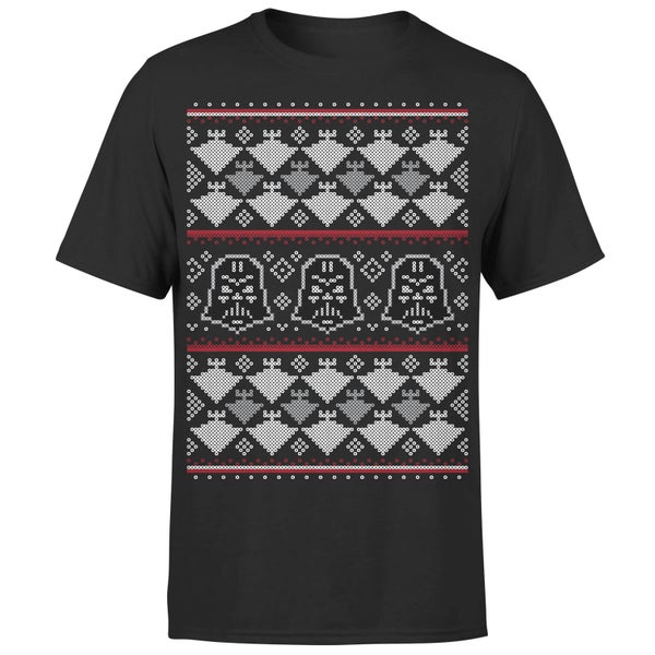 Star Wars Darth Vader Imperial Starship Kerst T-Shirt- Zwart