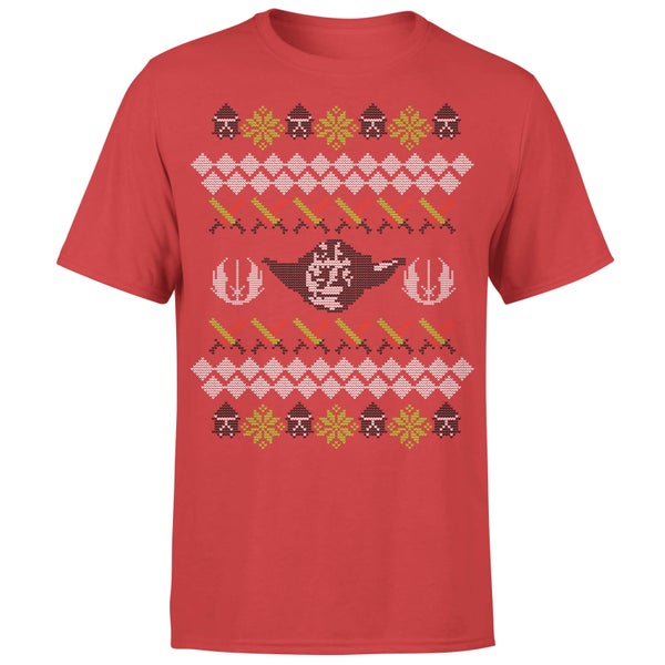 Star Wars Yoda Kerst T-Shirt- Rood