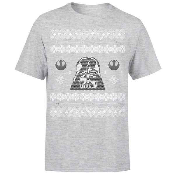 T-Shirt Star Wars Christmas Darth Vader Face Grey