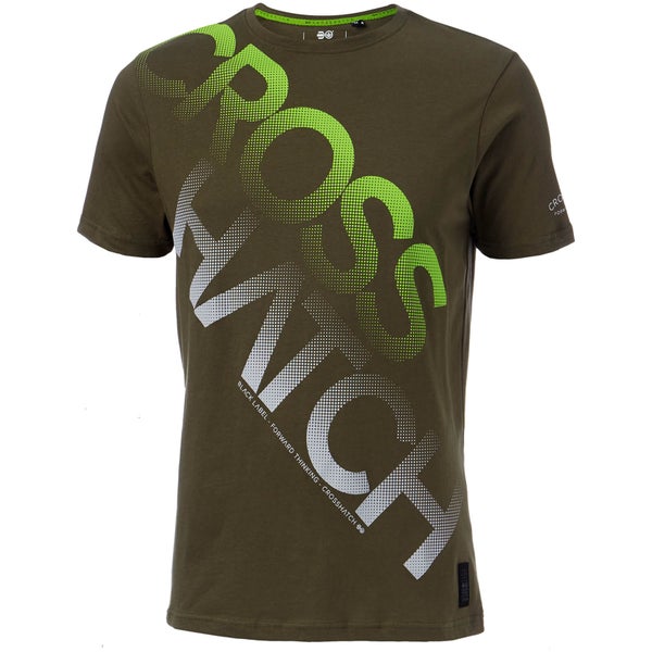 T-Shirt Homme Crosshatch Letterman - Vert Kaki