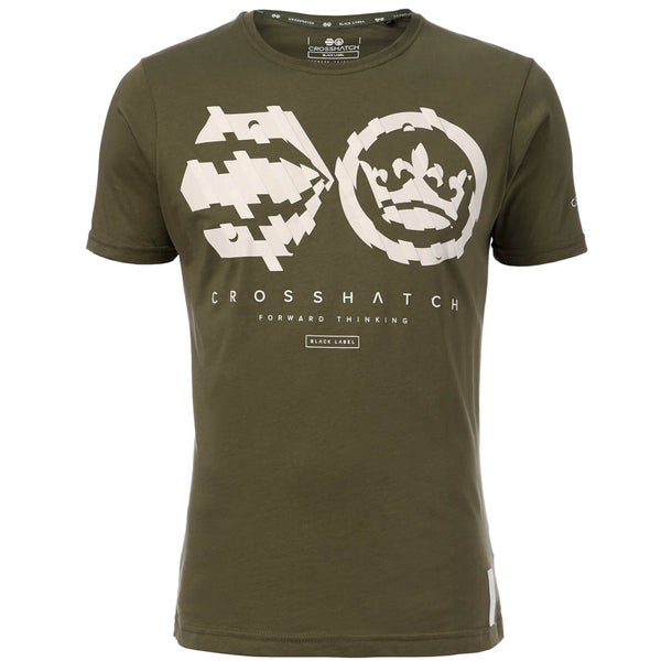 T-Shirt Homme Unsteady Crosshatch - Vert Kaki