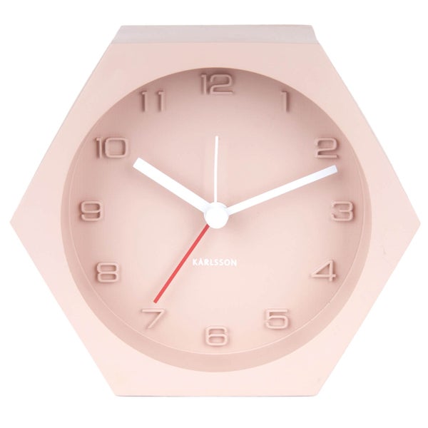 Karlsson Hexagon Concrete Alarm Clock - Pink