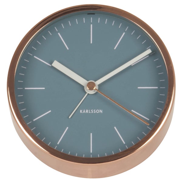 Horloge Murale Stout Karlsson - Bleu Denim et Plaqué Cuivre