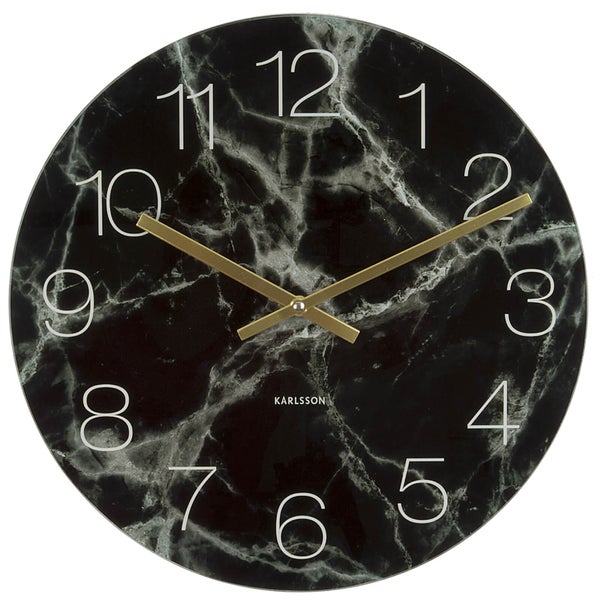 Karlsson Small Glass Marble Wall Clock - Black