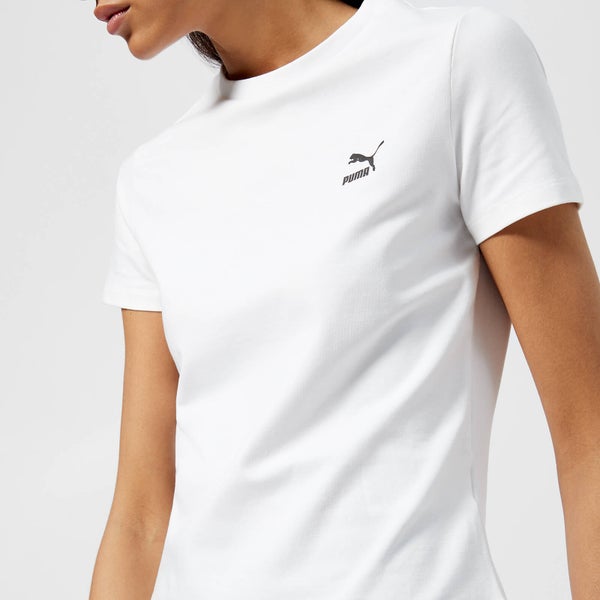 Puma Women's Classic Logo Tight Short Sleeve T-Shirt - Puma White