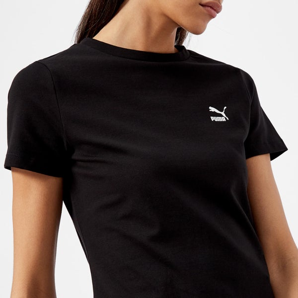 Puma Women's Classic Logo Tight Short Sleeve T-Shirt - Cotton Black