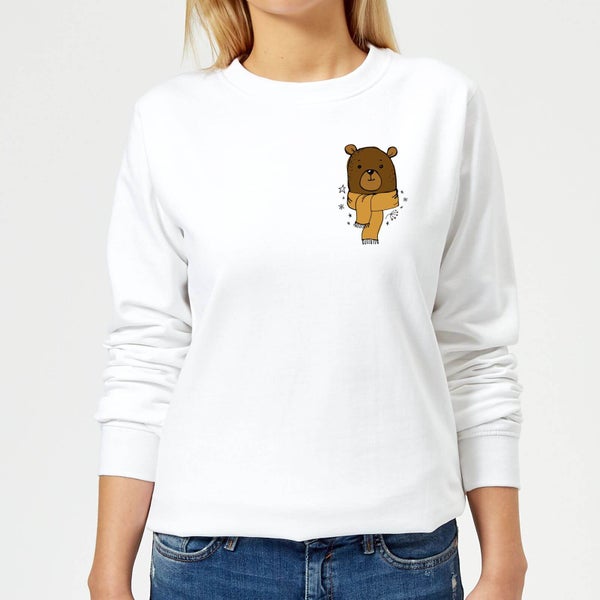 Christmas Bear Pocket Women's Sweatshirt - White