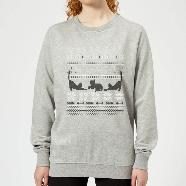 Meowy Christmas Frauen Sweatshirt - Grau