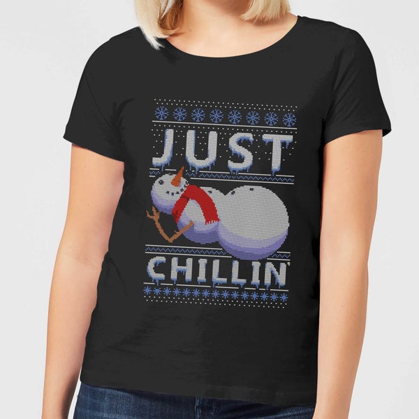 Camiseta Navidad "Just Chillin'" - Mujer - Negro