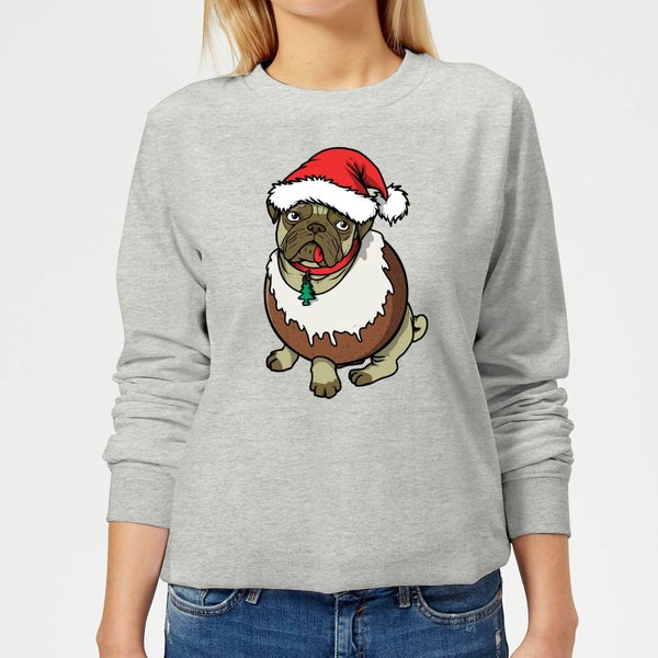 Christmas Puggin Frauen Sweatshirt - Grau