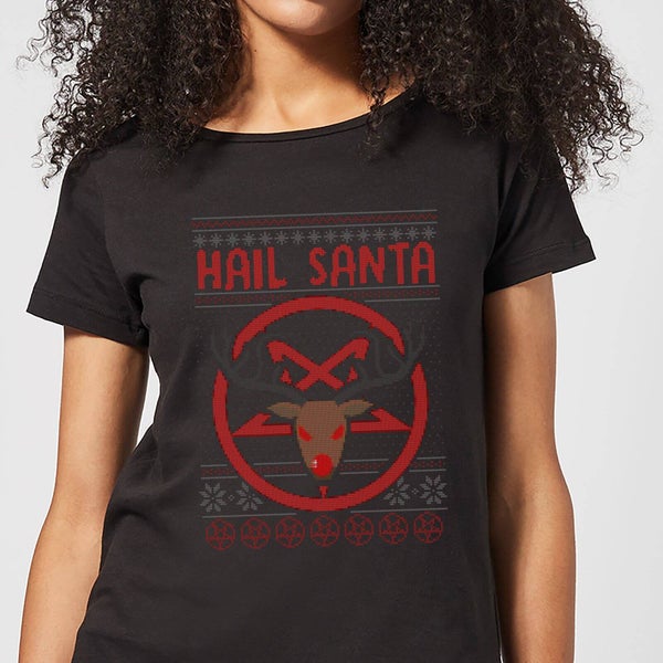 Hail Santa Dames T-Shirt - Zwart