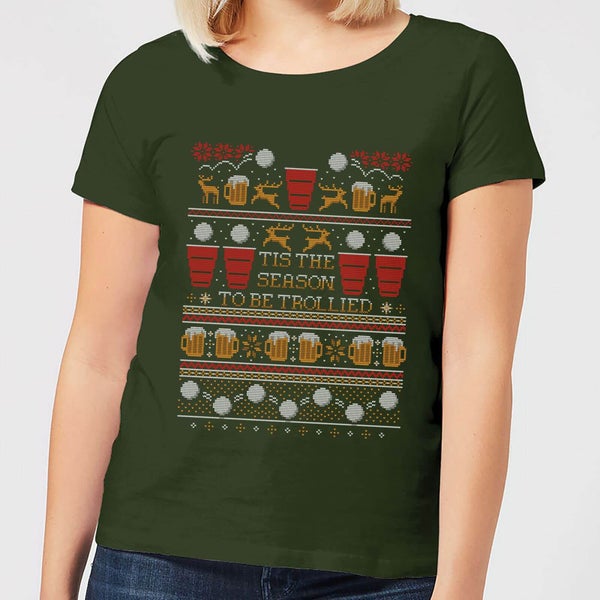 Tis The Season To Be Trollied Women's T-Shirt - Forest Green