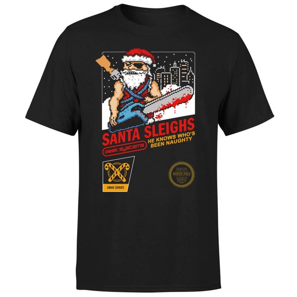 Camiseta Navidad "Santa Sleighs" - Hombre - Negro