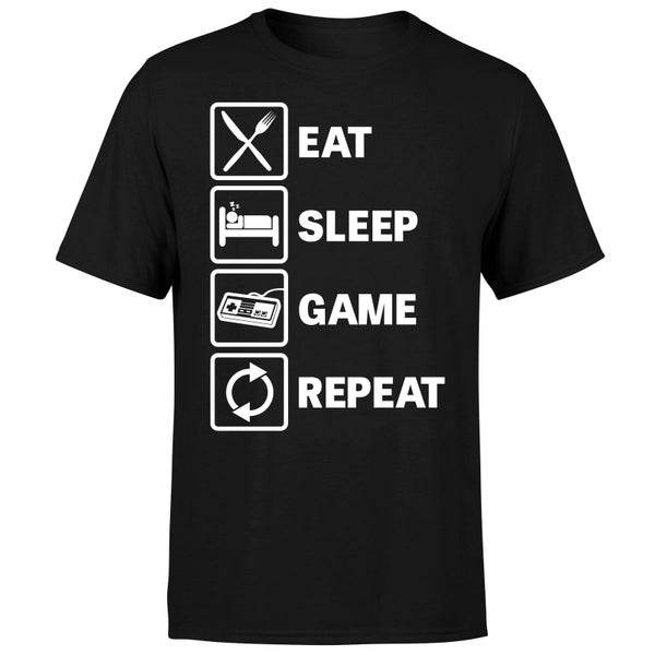 Eat Sleep Game Repeat T-Shirt - Black