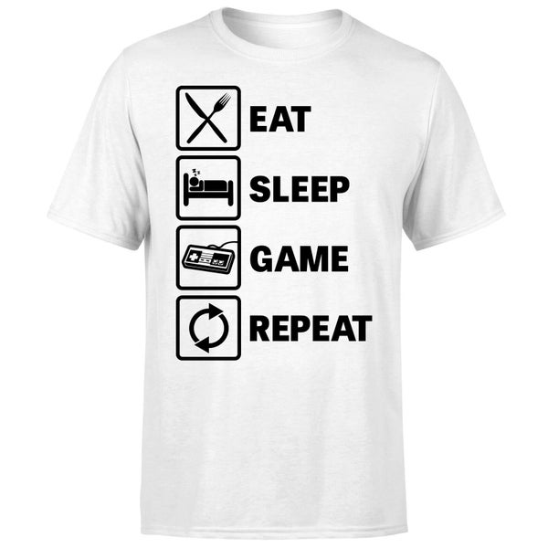 Eat Sleep Game Repeat T-Shirt - White