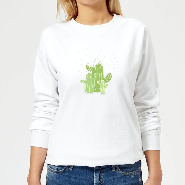 Pull de Noël Femme Cactus trio - Blanc