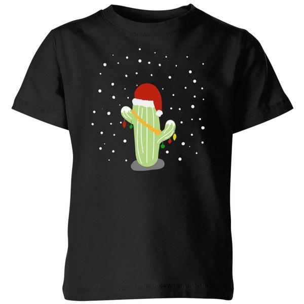 Cactus Santa Hat Kids' T-Shirt - Black
