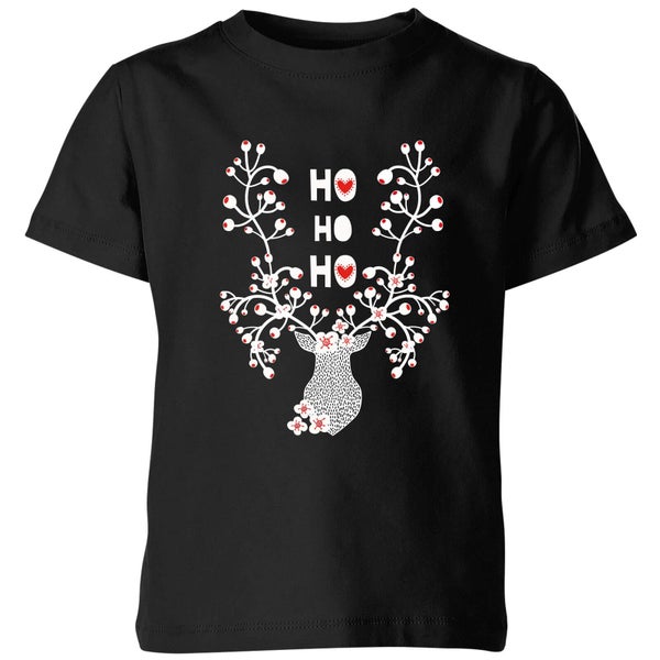 Ho Ho Ho Reindeer Kids' T-Shirt - Black
