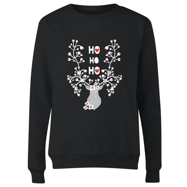 Ho Ho Ho Reindeer Women's Sweatshirt - Black