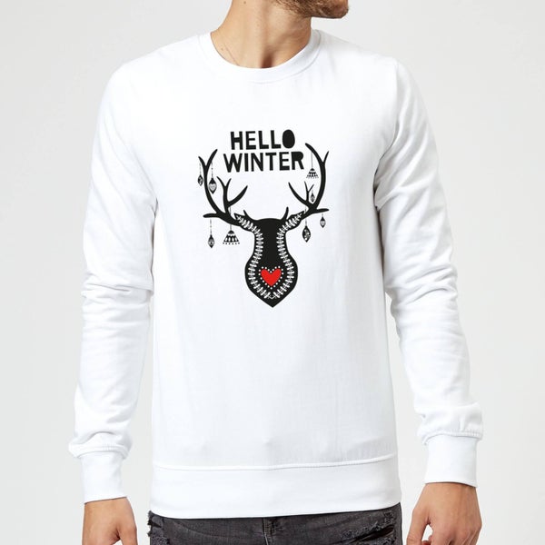 Pull de Noël Homme Hello Winter - Blanc
