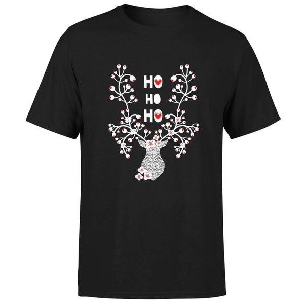 Ho Ho Ho Reindeer T-Shirt - Black