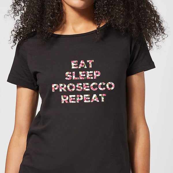 Camiseta "Eat Sleep Prosecco Repeat" - Mujer - Negro