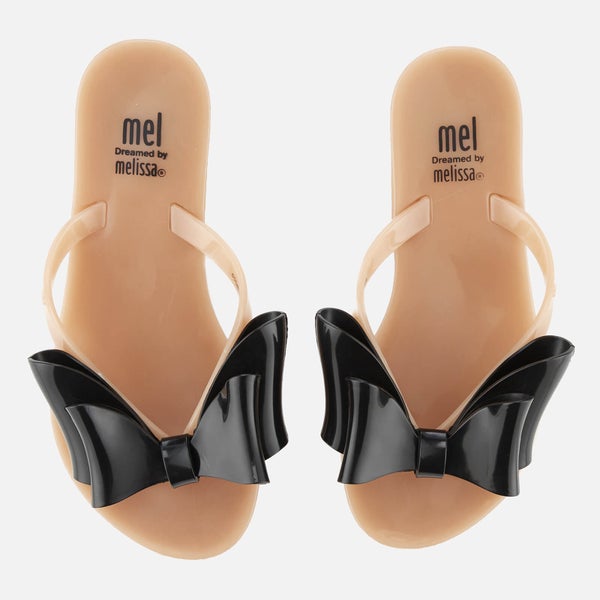 Mini Melissa Kids' Harmonic Tie Bow Toe Post Sandals - Nude/Black