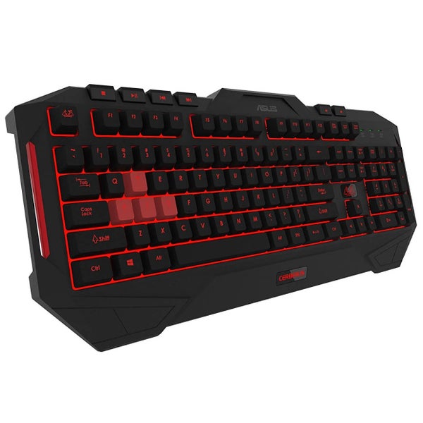 ASUS Cerberus MKII Multi-Colour LED Backlit Gaming Keyboard with Splash-Proof Design and 12 Macro Keys