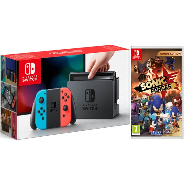 Nintendo Switch Console with Neon Red/Blue Joy-Con & Sonic Forces