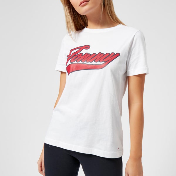 Tommy Hilfiger Women's Tommy Logo Script Short Sleeve T-Shirt - Classic White