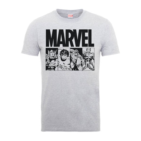 Marvel Comics Action Tiles Men's Grey T-Shirt