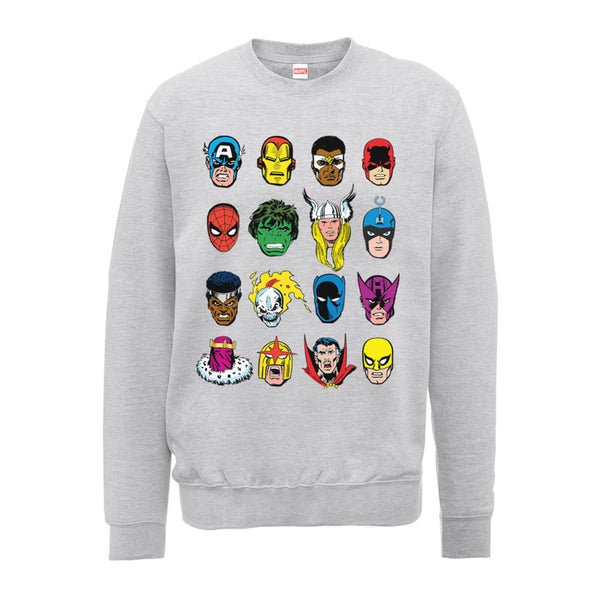Marvel Comics Faces Colour Männer Sweatshirt - Grau