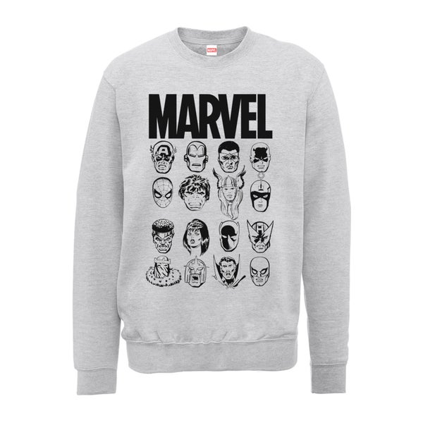 Marvel Multi Heads Men's Grey Sweatshirt