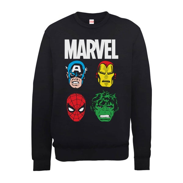 Marvel Comics Main Character Faces Men's Black Sweatshirt