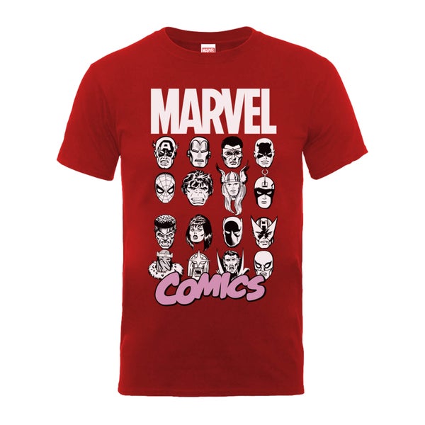 Marvel Comics Multi-Faces Men's Red T-Shirt
