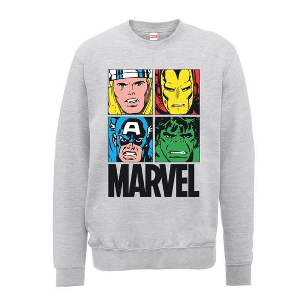 Marvel Multi Colour Main Tile Men's Grey Sweatshirt