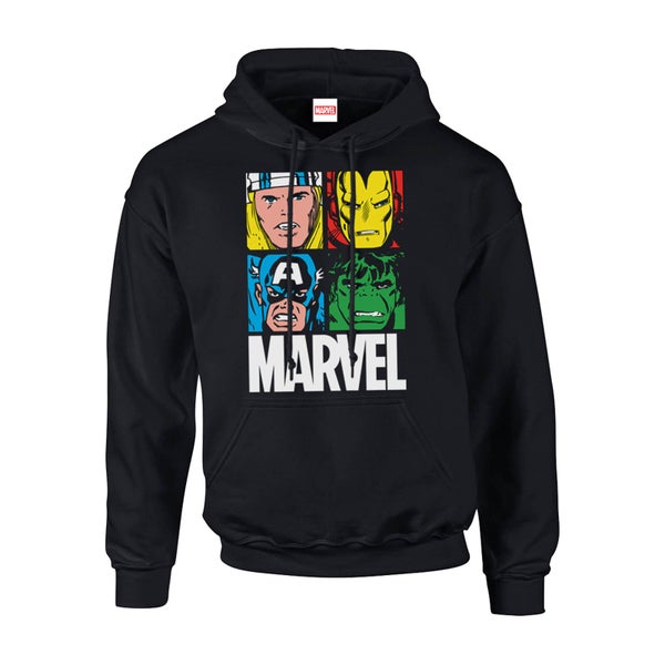 Marvel Multi Colour Main Tile Men's Black Pullover Hoodie