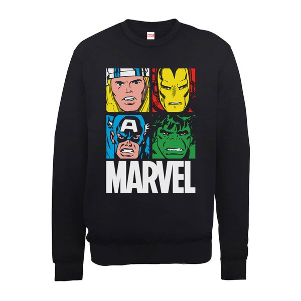 Marvel Multi Colour Main Tile Männer Sweatshirt - Schwarz