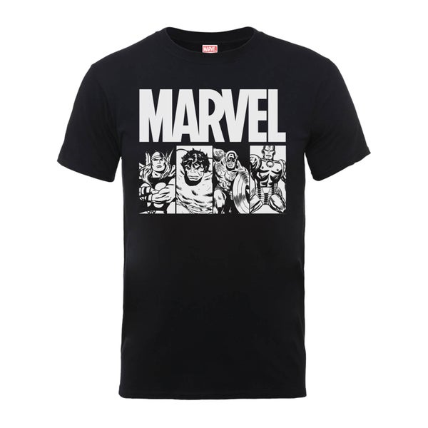 Marvel Comics Action Tiles Men's Black T-Shirt
