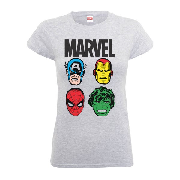 Marvel Comics Hoofdkarakters Dames T-shirt - Grijs