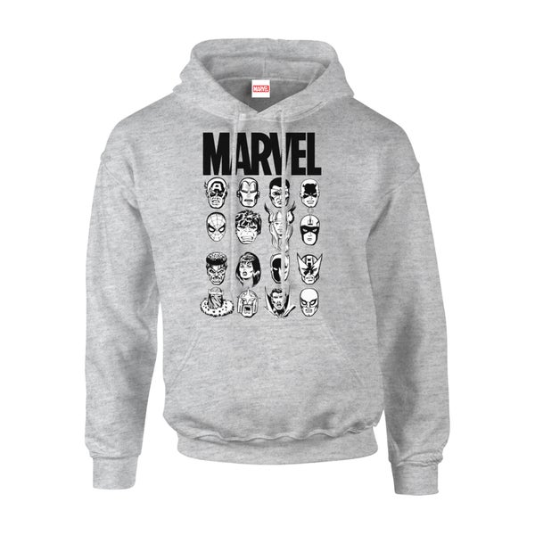 Marvel Comics Multi-Faces Men's Grey Pullover Hoodie