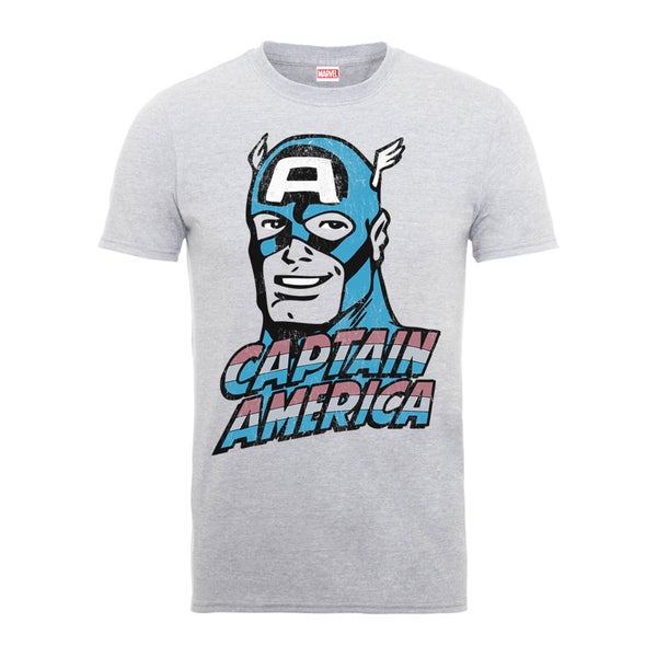 Marvel Comics Captain America Distressed Men's Grey T-Shirt