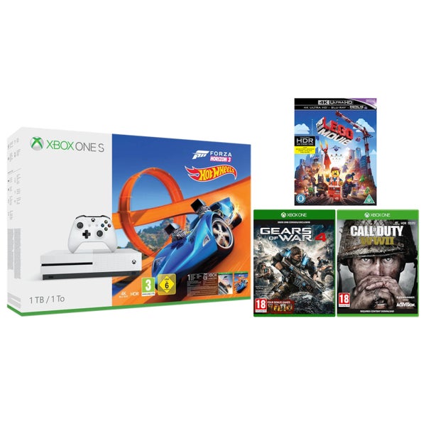 Xbox One S 1TB Forza Horizon 3 Hot Wheels Bundle with Call of Duty: WWII, Gears of War 4 and The LEGO Movie 4K